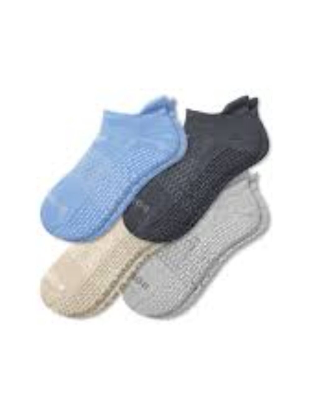 Bombas Gripper Ankle Socks – 4 Pair (Light Blue Beige Light Grey Dark) Size M
